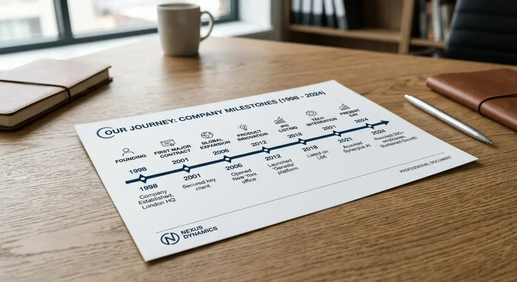 Business timeline showing operator corporate history and years of operation