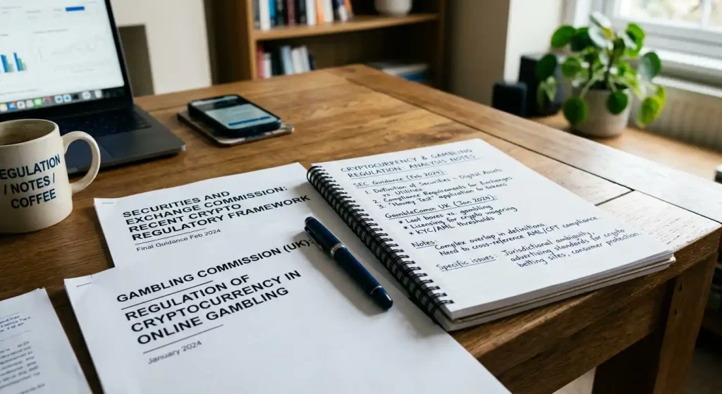 UK regulatory framework document showing cryptocurrency gambling legal considerations