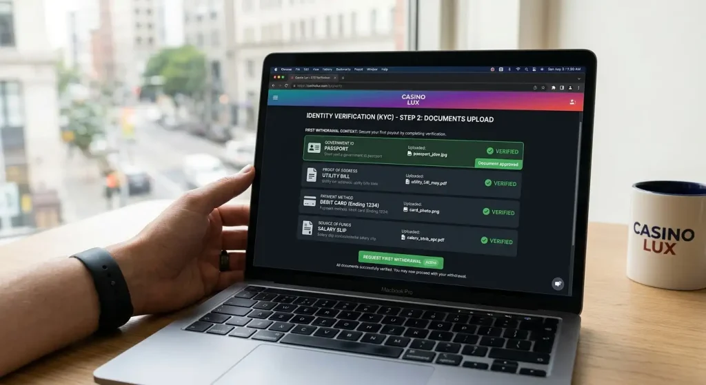 KYC verification queue illustration showing first withdrawal processing bottleneck