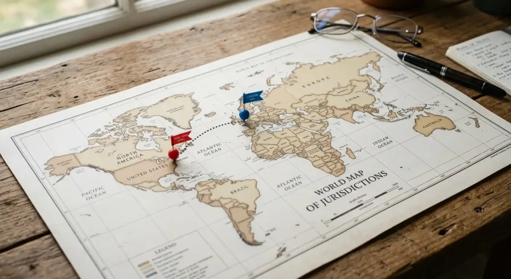 Map showing different licensing jurisdictions for Prestige Casino and Prestige Spin