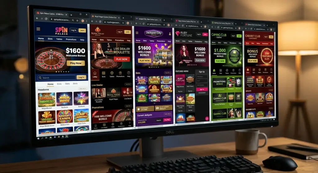 Multiple casino brand logos operated by single parent company displayed together