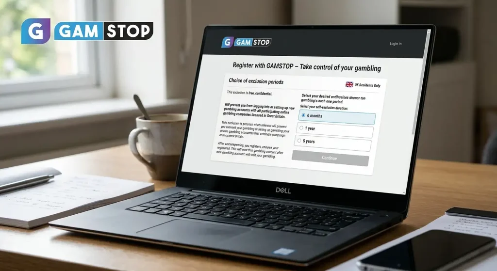GamStop self-exclusion scheme logo with UK gambling regulation context