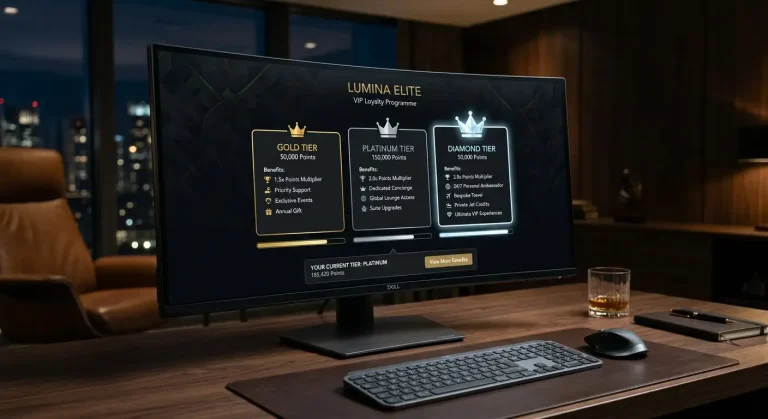 VIP loyalty programme tier display with gold platinum and diamond levels
