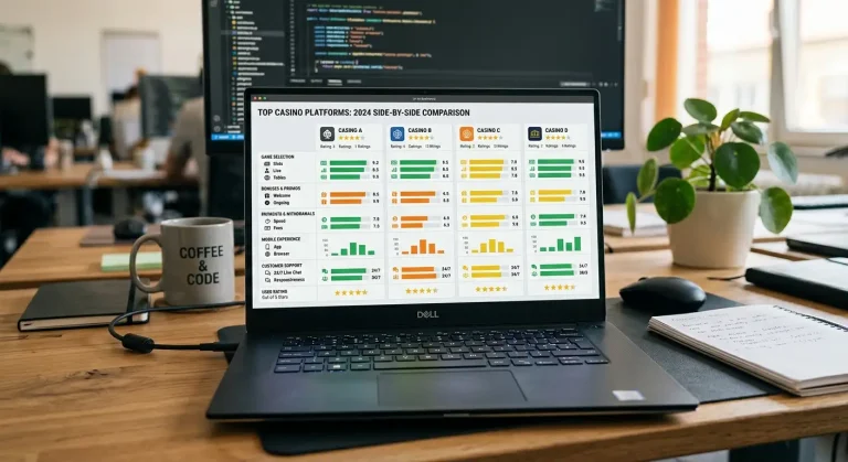 Side-by-side comparison dashboard showing casino performance metrics