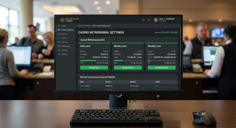 Casino withdrawal limits display showing daily weekly and monthly cap structure