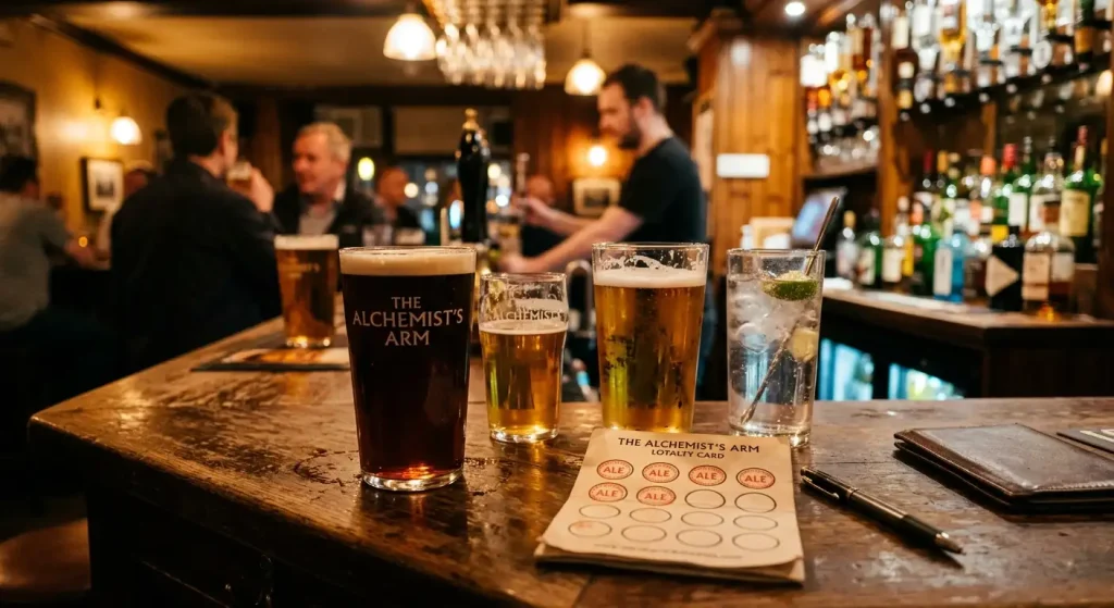 Pub bar counter with drinks illustrating wagering requirement analogy